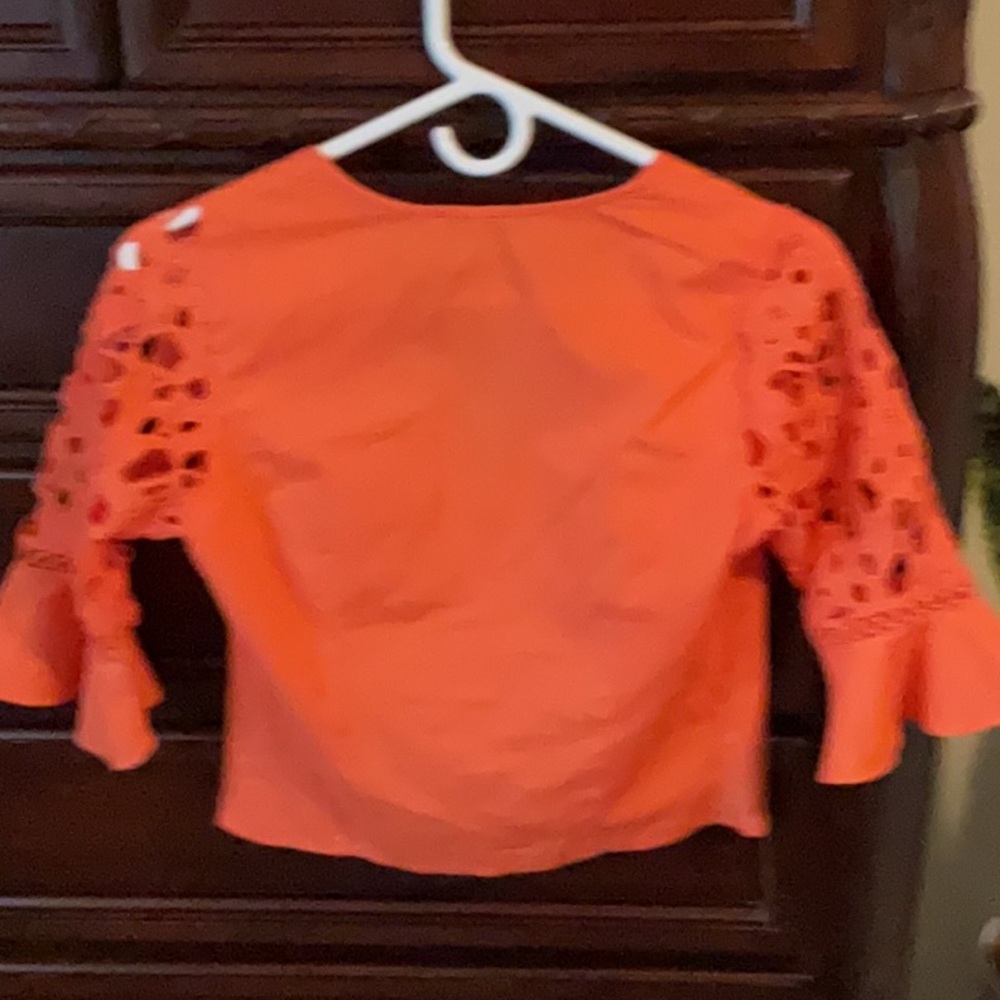 Orange Ruched Ruffled Blouse🍊 - Picture 5 of 7
